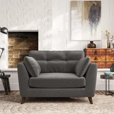 Dunelm Peyton Snuggle Chair House Velvet Charcoal