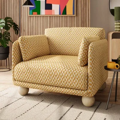Dunelm Armitage Geo Chenille Snuggle Chair with Ball Feet