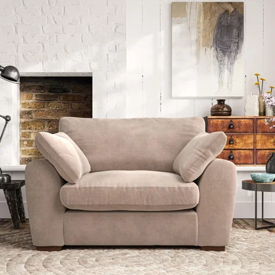 Dunelm Madison Snuggle Chair Luxury Velvet Natural