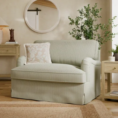 Dunelm Beatrice II Rutland Stripe Fixed Loose Cover Snuggle Chair