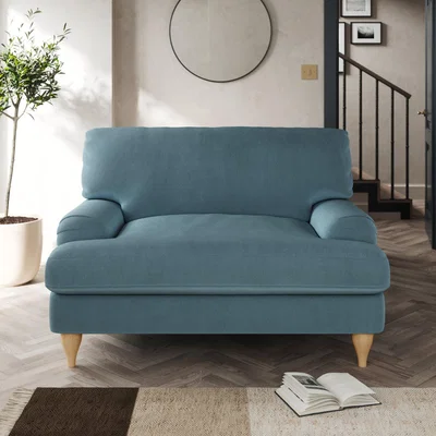 Dunelm Darwin Snuggle Chair Cosy Velvet Pacific