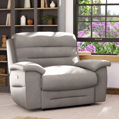 Dunelm Lulworth Power Recliner Snuggle Sofa Grey Chenille