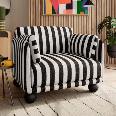 Dunelm Armitage Boucle Stripe Snuggle Chair with Ball Feet