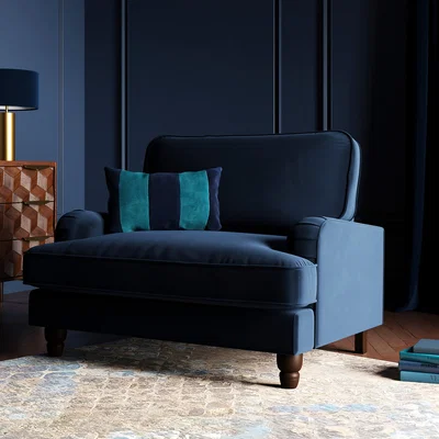 Dunelm Beatrice Matte Velvet Snuggle Chair Velvet Luxe Navy