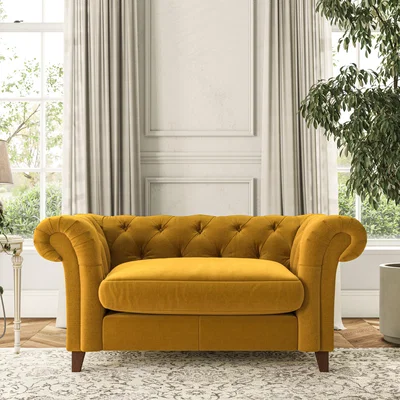 Dunelm Pimlico Snuggle Chair House Velvet Amber Gold