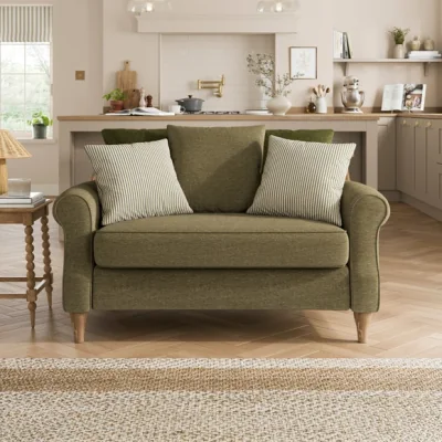 Dunelm Millie Herb Green Chenille Combo Scatter Back Love Seat