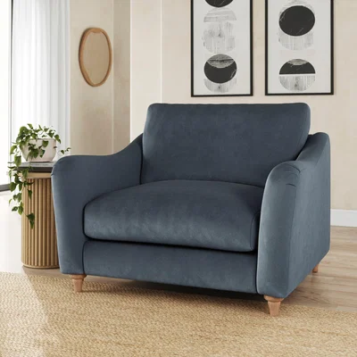 Dunelm Hattie Matte Plush Velvet Snuggle Sofa Matte Plush Velvet Denim