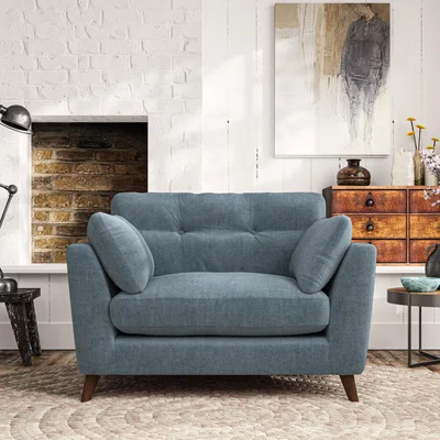 Dunelm Peyton Snuggle Chair Tonal Plush Chenille Aqua