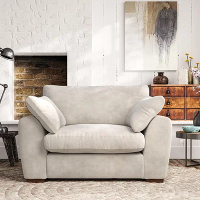 Dunelm Madison Snuggle Chair Aqua Clean Chenille Sandstone