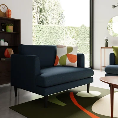 Dunelm Reuben Brushed Marl Snuggle Chair Brushed Marl Dark Denim