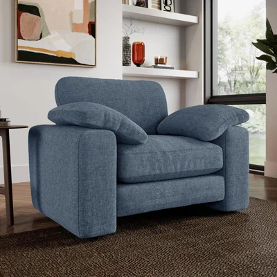 Dunelm Magnus Soft Textured Chenille Snuggle Sofa Soft Textured Chenille Petrol Blue