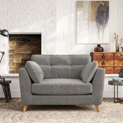Dunelm Peyton Snuggle Chair Tonal Plush Chenille Grey