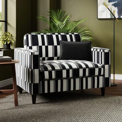 Dunelm Zoe Plain Monochrome Stripe Snuggle Chair