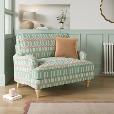 Dunelm Beatrice II Checkerboard Stripe Snuggle Chair