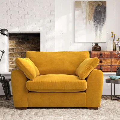 Dunelm Madison Snuggle Chair Luxury Velvet Old Gold
