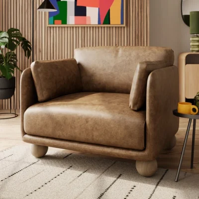 Dunelm Armitage Soft Faux Leather Snuggle Chair with Ball Feet