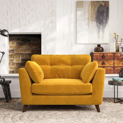 Dunelm Peyton Snuggle Chair Luxury Velvet Old Gold