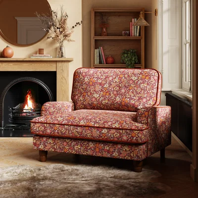 Dunelm Beatrice Ditsy Floral Snuggle Sofa Brown