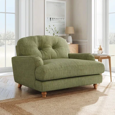 Dunelm Martha Faux Linen Snuggle Chair Slub Faux Linen Green