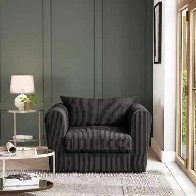 Dunelm Blake Curved Arm Jumbo Cord Snuggle Chair Jumbo Cord Black