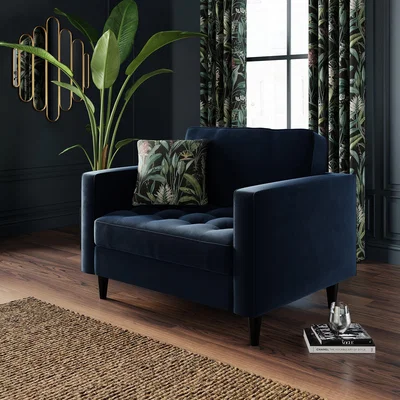 Dunelm Zoe Snuggle Sofa, Velvet Luxe Navy
