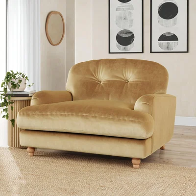 Dunelm Martha Vintage Velvet Snuggle Chair Vintage Velvet Honey