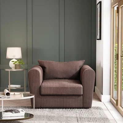 Dunelm Blake Curved Arm Jumbo Cord Snuggle Chair Jumbo Cord Chocolate
