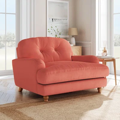 Dunelm Martha Matte Plush Velvet Snuggle Sofa Matte Plush Velvet Bright Coral