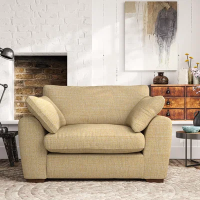 Dunelm Madison Snuggle Chair Chunky Tonal Weave Ochre