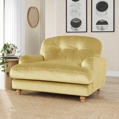 Dunelm Martha Vintage Velvet Snuggle Chair Vintage Velvet Sunshine