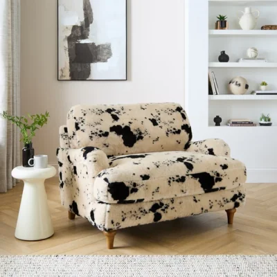 Dunelm Beatrice II Cow Print Faux Fur Snuggle Chair