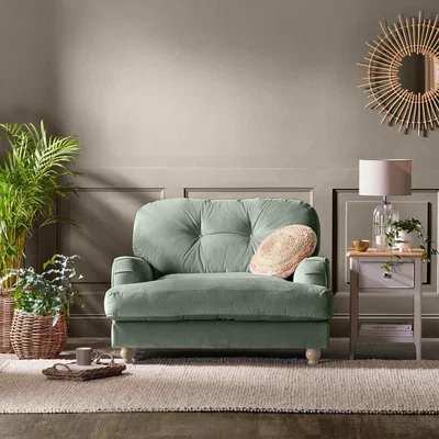 Dunelm Martha Vintage Velvet Snuggle Chair Green