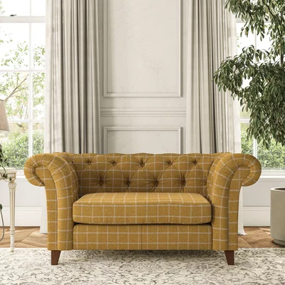 Dunelm Pimlico Snuggle Chair Check Ochre