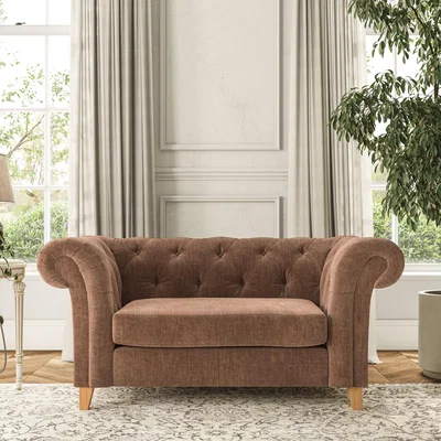 Dunelm Pimlico Snuggle Chair Tonal Plush Chenille Soft Clay