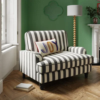 Dunelm Beatrice Woven Striped Snuggle Chair Black