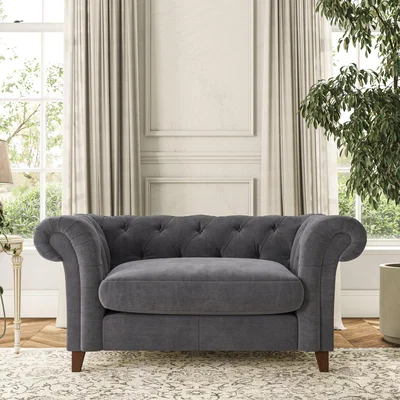 Dunelm Pimlico Snuggle Chair Aqua Clean Chenille Grey
