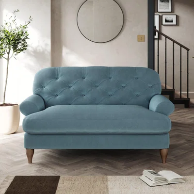 Dunelm Canterbury Snuggle Chair Cosy Velvet Pacific