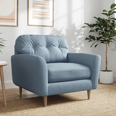 Dunelm Sven Chunky Tonal Weave Snuggle Chair Navy