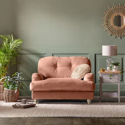 Dunelm Martha Vintage Velvet Snuggle Chair Vintage Velvet Apricot