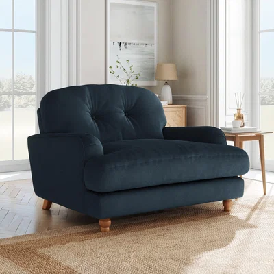 Dunelm Martha Matte Plush Velvet Snuggle Sofa Matte Plush Velvet Navy