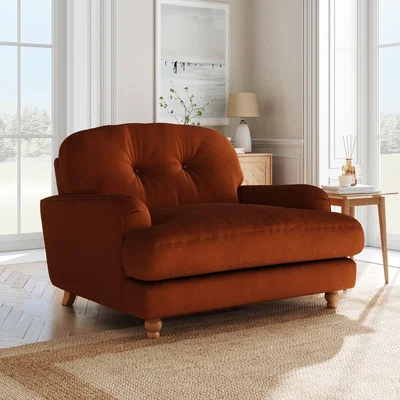 Dunelm Martha Matte Plush Velvet Snuggle Sofa Matte Plush Velvet Orange Umber
