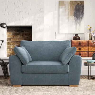 Dunelm Madison Snuggle Chair Tonal Plush Chenille Aqua