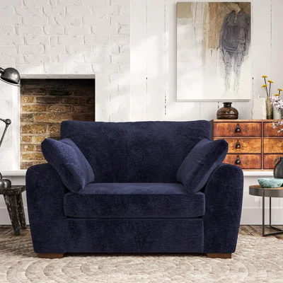 Dunelm Madison Snuggle Chair Luxury Chenille Luxe Navy