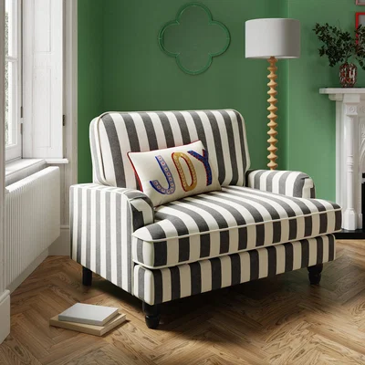 Dunelm Beatrice Woven Stripe Snuggle Chair Woven Stripe Black