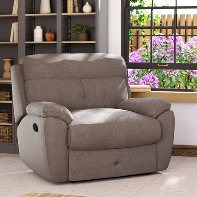 Dunelm Abbotsbury Manual Recliner Snuggle Sofa Honeycomb Chenille Latte