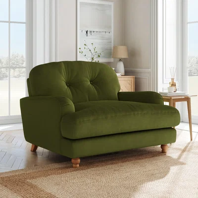 Dunelm Martha Matte Plush Velvet Snuggle Sofa Matte Plush Velvet Olive