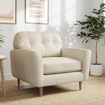 Dunelm Sven Chunky Tonal Weave Snuggle Chair Ivory