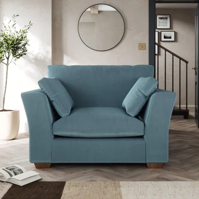 Dunelm Blakeney Snuggle Chair Cosy Velvet Pacific