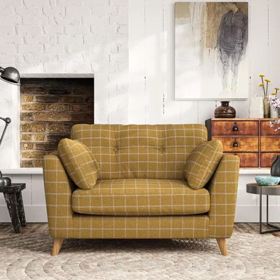 Dunelm Peyton Snuggle Chair Check Ochre