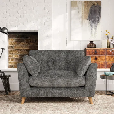Dunelm Peyton Snuggle Chair Chunky Chenille Charcoal
